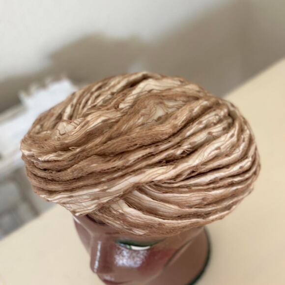 Nicholas Ungar Beige Ribbon Swirl Hat 1950s Sculptural Layered Design - Picture 2 of 3